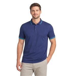 Bugatchi Navy Polo with Teal Accents